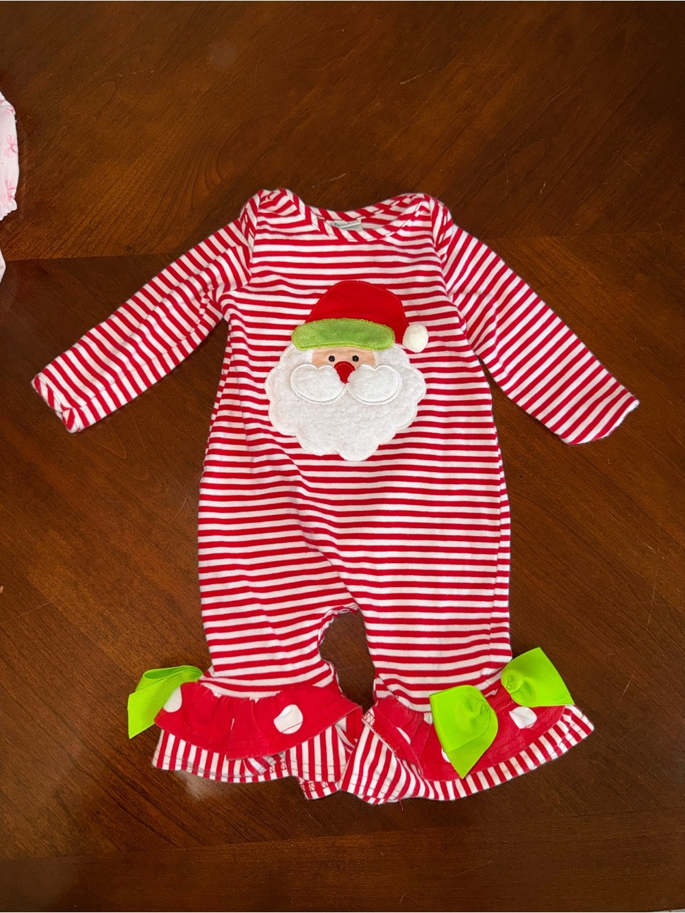 Holiday Red & White Striped Santa One-Piece for Girls